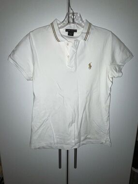 Ralph Lauren White Polo with Gold Trim